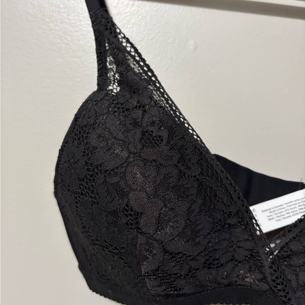 Knix Lace Deep V Bralette Black Lightly Padded - Picture 5 of 14
